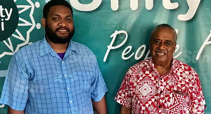 Unity Fiji Party Leader Savenaca Narube (right) with Youth President Ilisoni Tagica. Photo: Inoke Rabonu