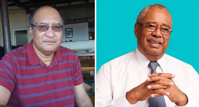 From left: SODELPA provisional candidate Tomasi Vakatora. (R) Unity Fiji party leader Savenaca Narube.