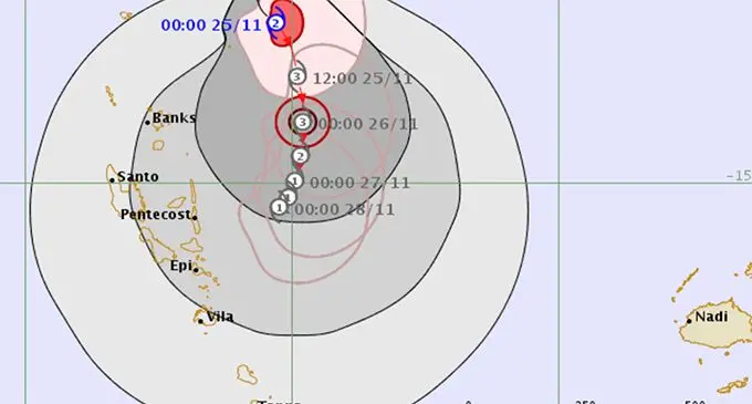 Tropical Cyclone Warning Number 13 issued 0148 UTC Monday 25 November 2019.