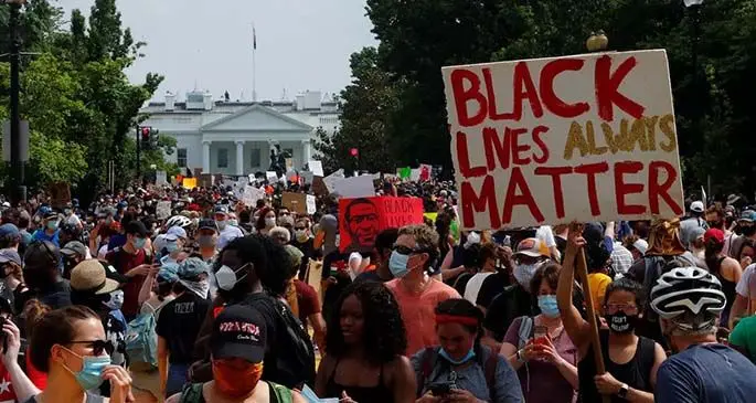 A Black Lives Matter protest outside the White House in Washington DC.