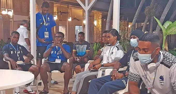 Team Fiji athletes receive their bibs at the Grandvrio Resort in Saipan on June 20, 2022. Photos: FASANOC