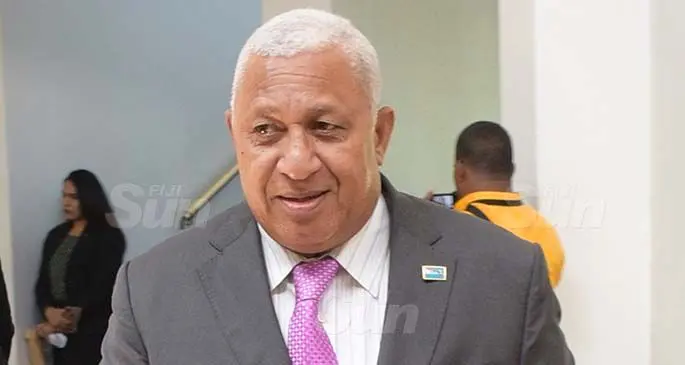Prime Minister Voreqe Bainimarama outside Parliament on March 27, 2020. Photo: Ronald Kumar.