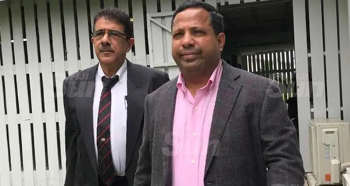 Mohammed Nouzab Fareed with his lawyer  Hemendra Nagin from Sherani and Co. outside the Magistrates Court in Suva on August 14,  2020. Photo: Ashna Kumar