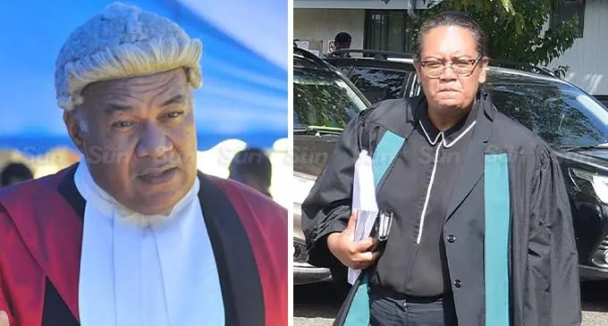 Acting Chief Justice Salesi Temo (left), and Magistrate Seini Puamau. Photos: Ronald Kumar