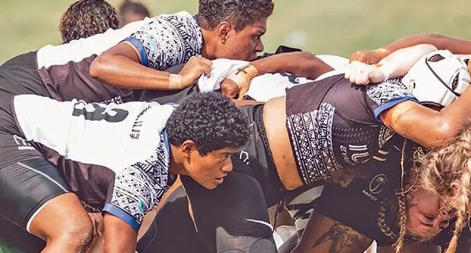 Fijiana XVs Sereima Leweniqila (top) captained the Fijian women’s team to the World Cup qualifiers where they qualified. The Fijians are now pooled with South Africa, England and France Photo: Oceania Rugby