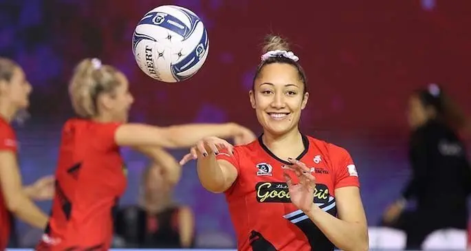 Erikana Penderson Baledrokadroka warms up with the Mainland Tactix before their clash against Steel in the ANZ Premiership on June 20, 2020. Photo: Tactix