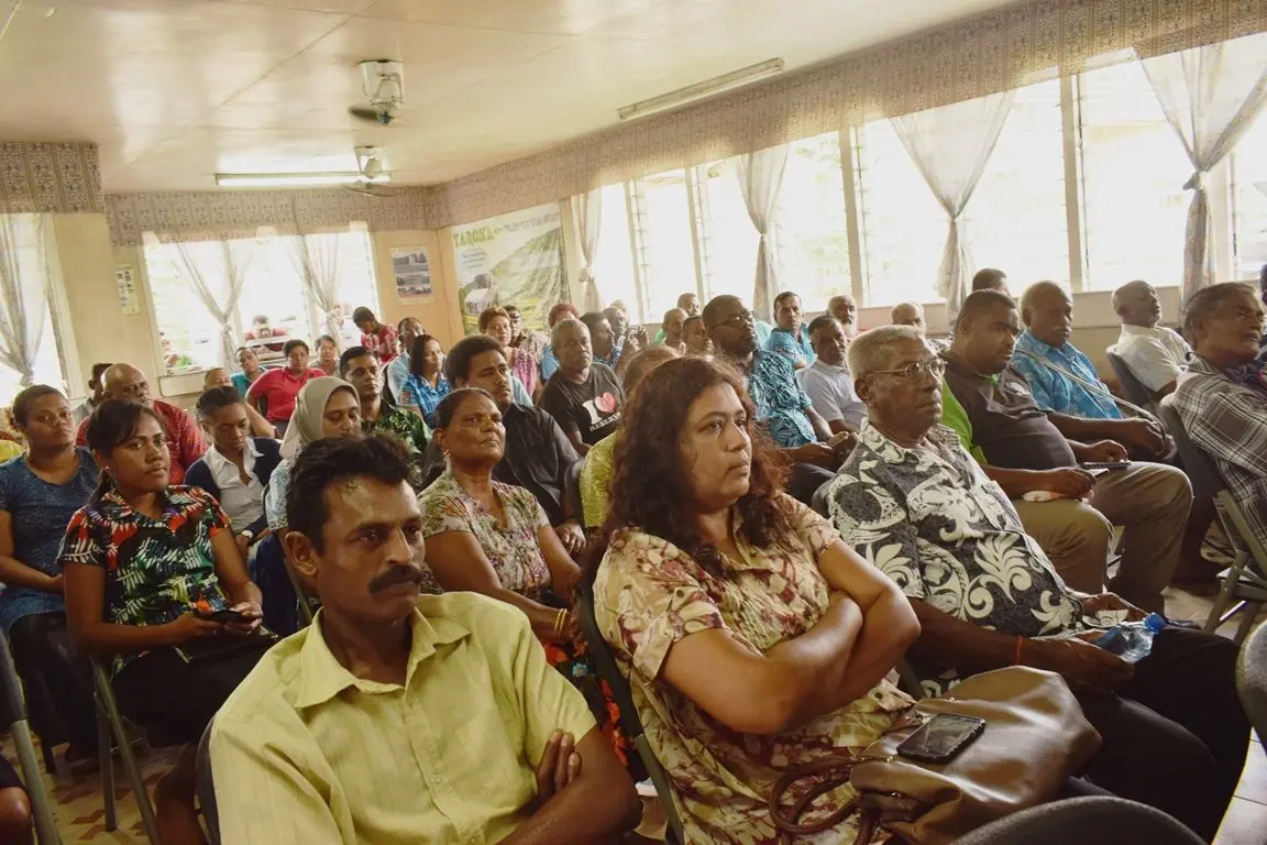 Farmers and Ministry staff during the announcement at Lakena Agriculture.