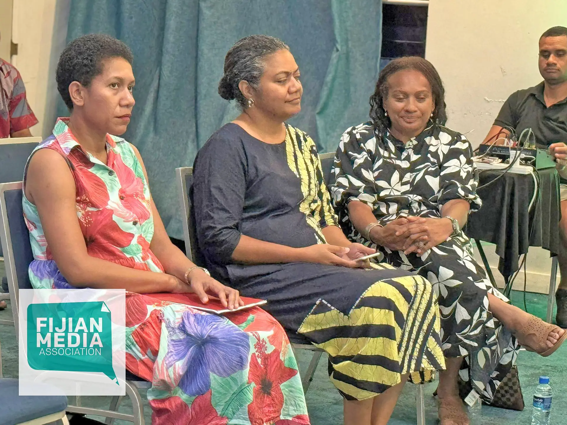 Luisa Lagilevu, Fijian Media Association president Rosi Doviverata and psychologist Elenoa Ragogo Lesuma 