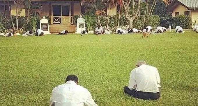 Members of the Methodist Church observing the chain prayer at Natalau Village, Sabeto, Nadi on June 30, 2021.  