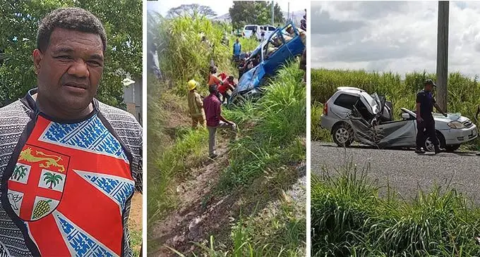 Picture1: Male Kuruituku. Photo: Salote Qalubau Picture 2: The carrier involved in a accident at Drasa, Lautoka on October 18, 2022. Photo: Donna Chapman Nakaroti and Picture 3: The fielder which was involved in a road accident at Drasa, Lautoka on October 18, 2022. Photo: Donna Chapman Nakaroti
