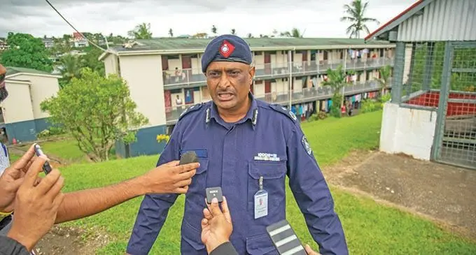 Fiji Police Force chief operations officer, ACP Abdul Khan at Mead Rd, Nabua, following the brawl that took place on the April 4, 2021.  Photo: Leon Lord