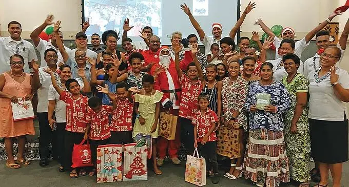 The children of Loloma Home and Care Centre with the staff of Tanoa International Hotel in Nadi on December 20, 2022. Photo: Nicolette Chambers