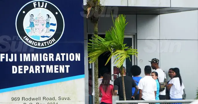People waiting outside Immigration office in Suva, on October 29, 2019. File Photo