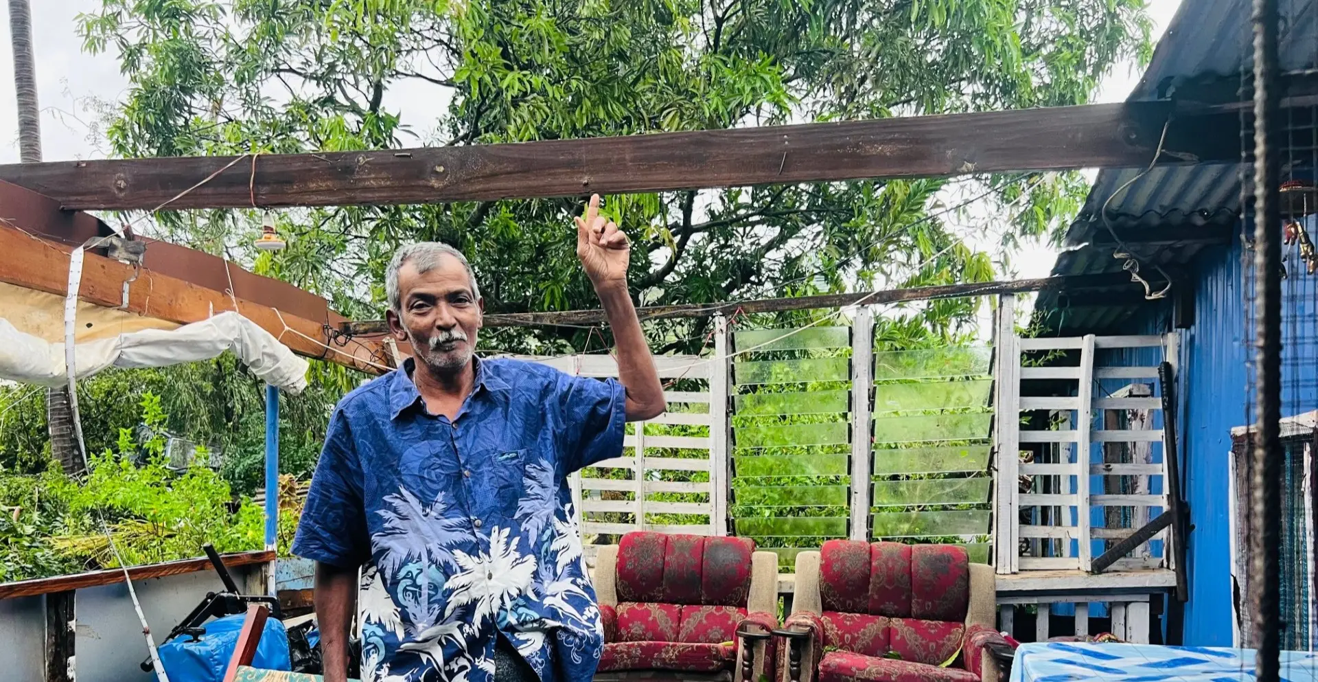 Sanjay Salesh Kumar at his damaged home in Drasa, Lautoka. Photo: Supplied.