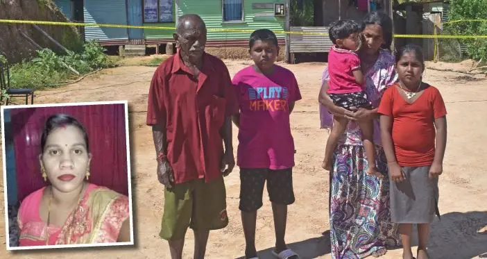 Narendra Prasad (from left) with his grandchildren and wife at Wainikoro, Labasa. INSET: Saleshni Devi Pinky. Photo: Shalveen Chand
