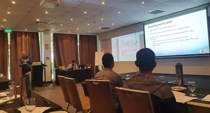 Fiji Institute of Engineers adjunct associate professor, Geoffrey Boughton, makes a point during a day-long seminar at Holiday Inn,  Suva, which addressed measures to implement in cases of wind standards