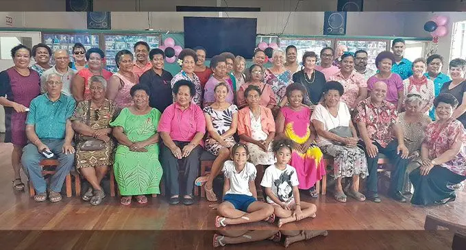 Staff of Westpac Fiji with people of Savusavu gathered over for Pinktober morning tea in Savusavu on November 4, 2022