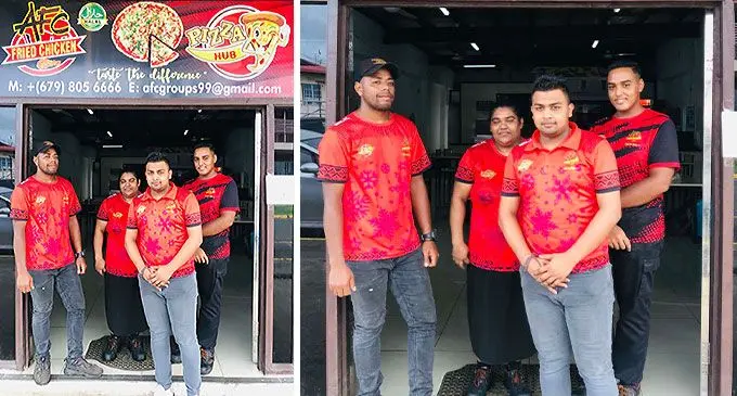 AFC Fried Chicken workers from left: Ropate Delainamate, Devika Sharma, Director Ashutosh Kumar and Rahi Kumar. Photo: Waisea Nasokia