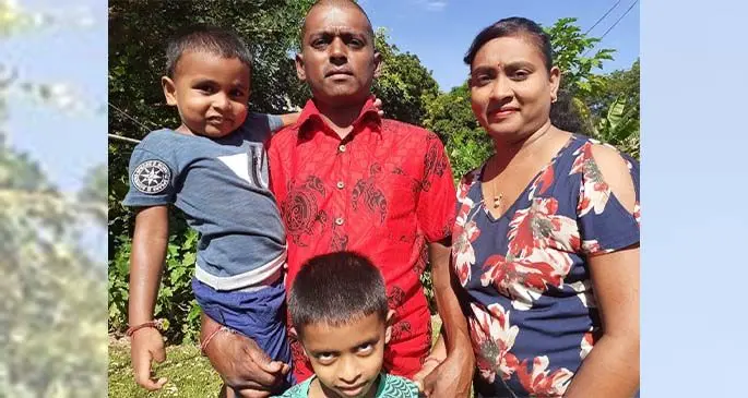 Gayleshni Kumar with her family - husband Rohit Kumar and their two sons Rahil Rakshit Kumar and Rikhil Riyansh Kumar.