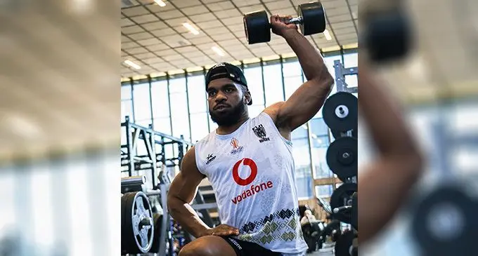 Fiji Bati squad member Sunia Turuva during the team’s gym session. Photo: Fiji Bati