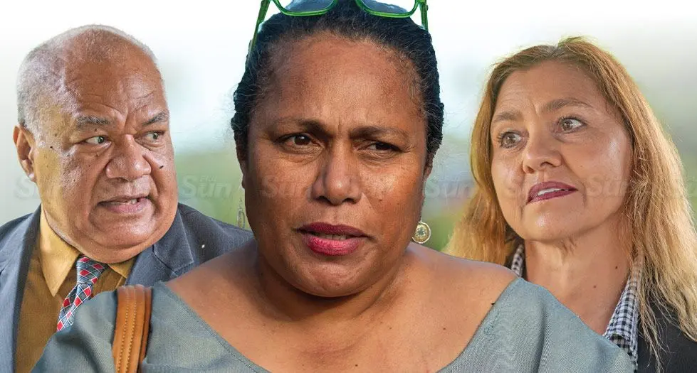 From left: Chief Justice Salesi Temo, Fiji Independent Commission Against Corruption (FICAC) Commissioner Barbara Malimali and Commission of Inquiry assisting counsel Janet Mason.  Photos: Leon Lord 