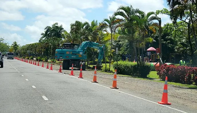 Work on marking the road widening process along Queens Elizabeth Drive has started as part of My Suva Park will also be used during the road construction. Photos: Ronald Kumar