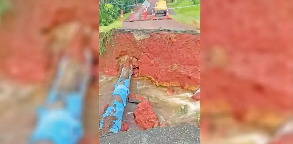 Repair works carried out by the Fiji Roads Authority at Savura Rd, Wailoku.  Photo: Water Authority of Fiji