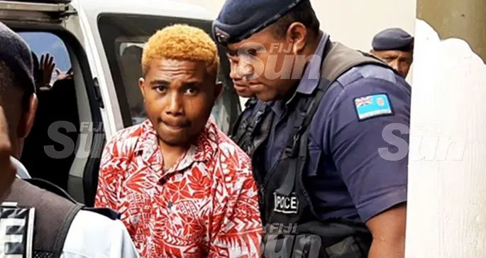 Murder accused Vilimoni Lalaobouma is escorted out of the Lautoka Magistrates Court on October 24, 2019. Photo: Salote Qalubau
