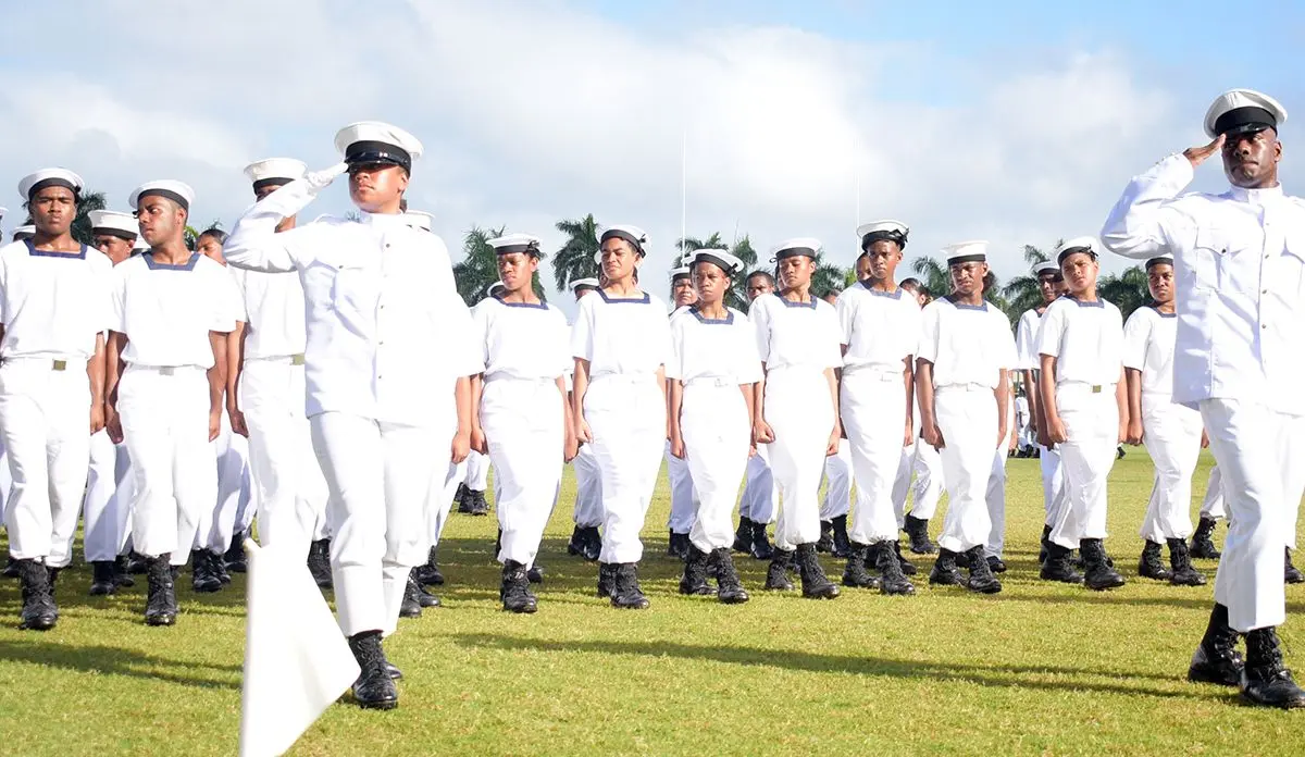 Dudley High School students deuing their Navy Cadet Passing out parade at Albert Park in Suva on August 9, 2019. Photo: Ronald Kumar.
