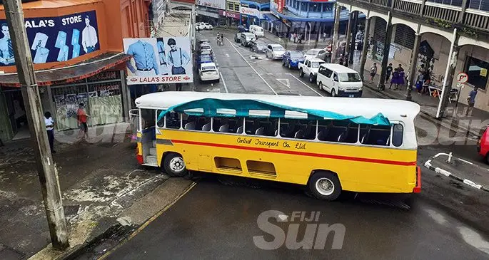 The bus which belongs to Central Transport Co Limited was carrying passengers and allegedly failed to stop while headed downhill into the city along Waimanu Road. Photo: Ronald Kumar