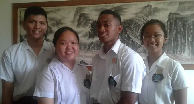 From left: Deputy headboy Terence Zhu, headgirl Cakie Zhong, headboy Kuliniyasi Malani and deputy headgirl Britney Harm Nam. Photo: Shrika Shalini