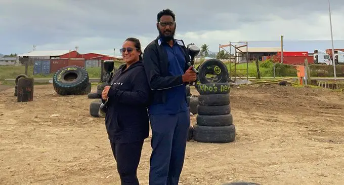 Dirish Kumar and his wife Manisha Kumar at the Paintball Facility at Viria in Vatuwaqa. 
