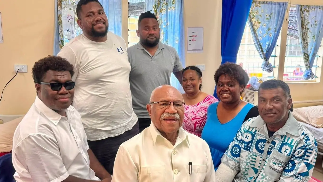 Prime Minister Sitiveni Rabuka during his visit to six medical professionals at Twomey Hospital in Tamavua.