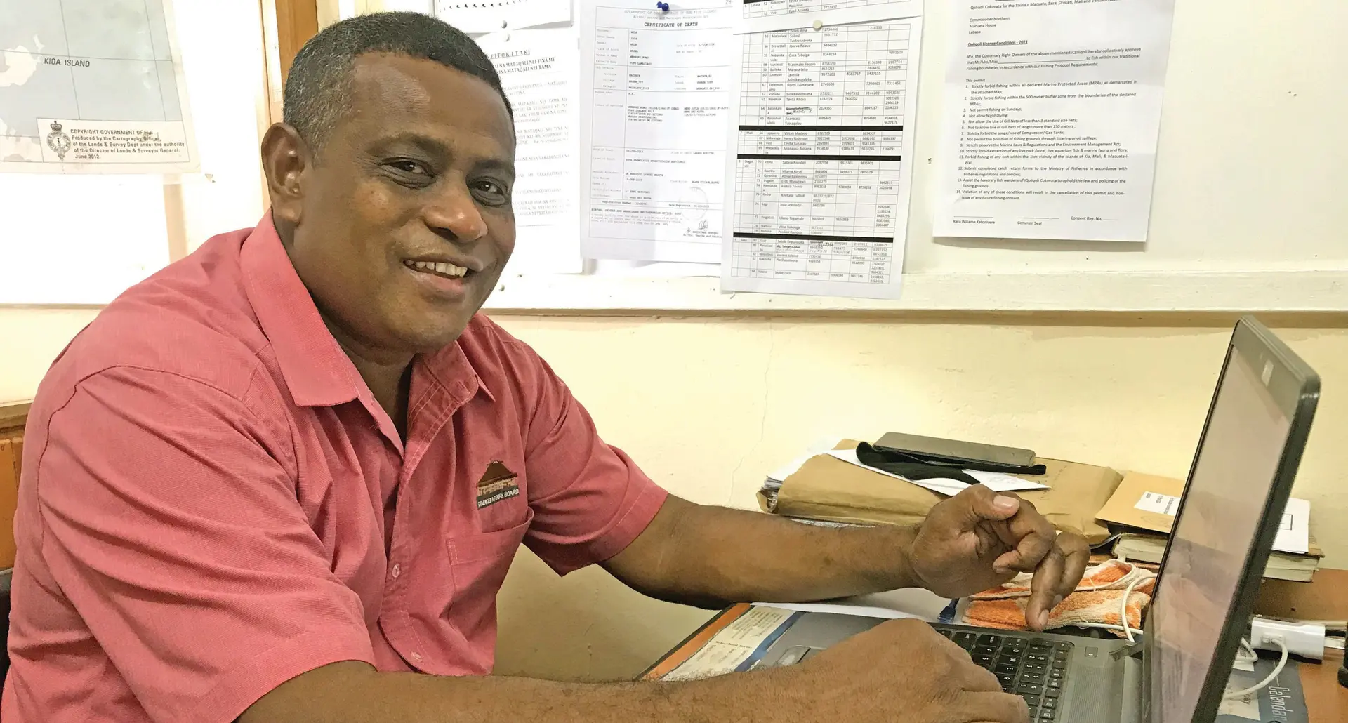 Assistant Roko Tui Macuata Epeli Tabuarua compiling data on September 16, 2021. Photo: Laisa Lui