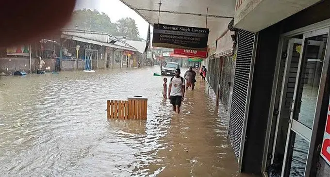 The flooded roads in Sigatoka Town was an unusual scene for the residents. 