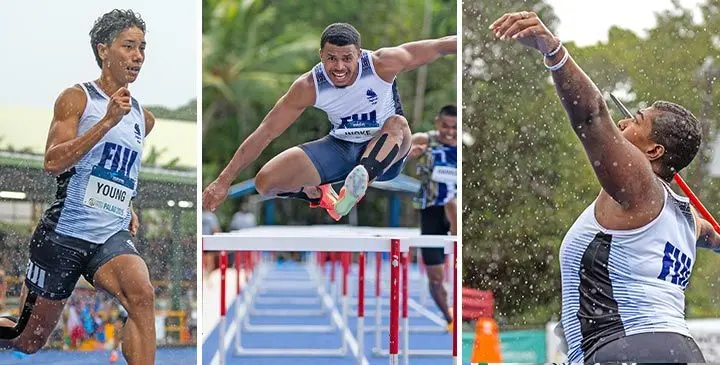 Heleina Young leads the 400m heats, Waisele Inoke won gold in the men’s octathlon and Naibili Vatunisolo won gold in the women’s javelin throw ambulant during the Pacific Mini Games in Koror, Palau on July 5, 2025. Photo: Oceania Athletics