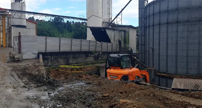 The excavation works that were carried out at the FMF Biscuit factory which led to the unplanned power outage on May 2, 2019. Photo: Energy Fiji Limited