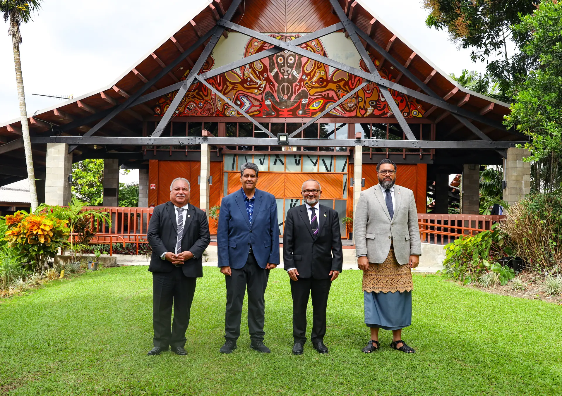 PIFs Secretary General, Baron Waqa, Palau President Surangel Whipps Jr, PIFs Chairperson and Solomon Islands Prime Minister, Mathew Wale and Tongan Prime Minister Lord Fatafehi Fakafanua.