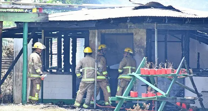Firefighters try to control the fire at John Wesley College, Raiwaqa, Suva, on Novermber 15, 2024. Photo: Ronald Kumar