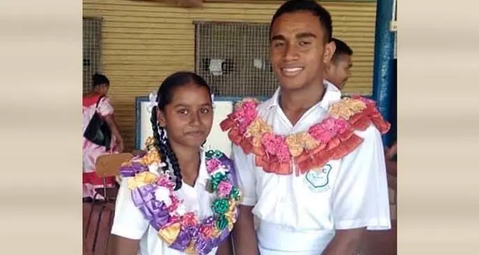 Newly inducted head boy Viliame Waqasiwa and head girl Shaista Devi of Nadogo Central College.