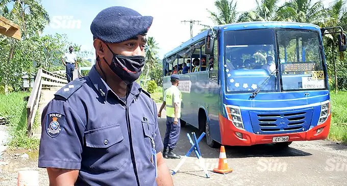 Lami Police Inspector Mosese Niusere at one of their three red-zone marked check point at Qauia in Lami on December 30, 2021. Photo: Ronald Kumar