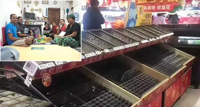 Shelves inside supermarkets in Wuhan City, China were empty as fears of the deadly coronavirus grow in the city. Inset: Fijians studying in Wuhan City.