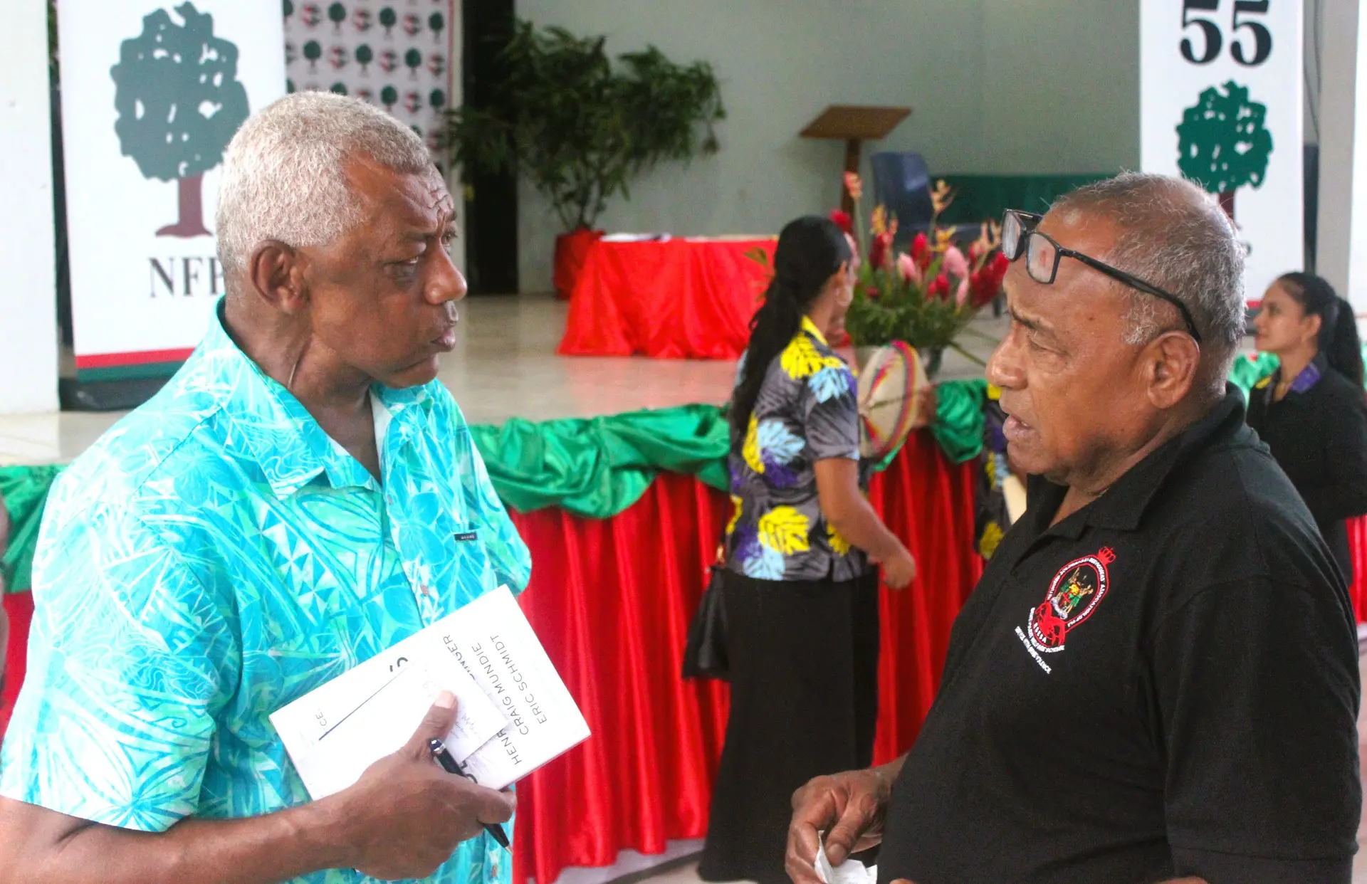 Minister for Defence and Veteran Affairs, Pio Tikoduadua, with supporters during the National Federation Party (NFP) 62nd Annual General Meeting and National Convention in Labasa on September 28, 2025.