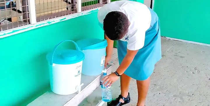 Students are told to bring a water bottle each everyday.