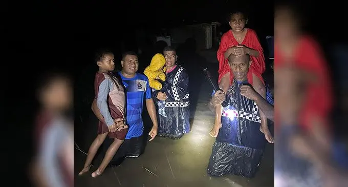 Police to the rescue. Officers in Lautoka were conducting their normal evacuation operations. Photo: Police Media Cell