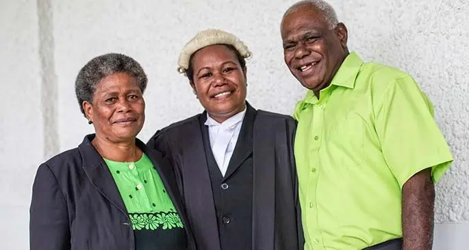 Paulini Marama with parents Donalesi Ligavai and Jale Ligavai. 