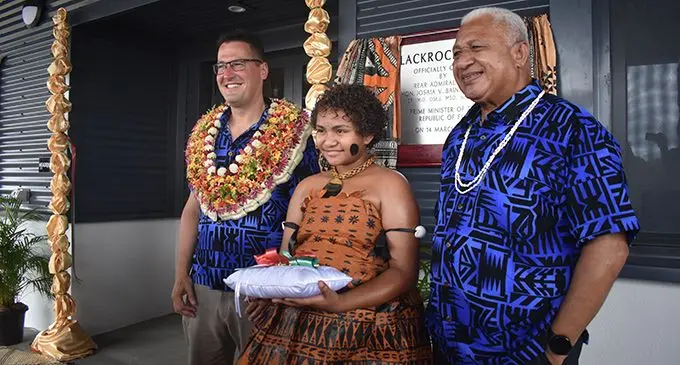 Prime Minister, Voreqe Bainimarama and the Australian Minister for International Development and the Pacific, Senator Zed Seselja following the opening of the Blackrock Peacekeeping and Humanitarian Assistance and Disaster Relief Camp in Nadi on March 14, 2022. Photo: Nicolette Chambers