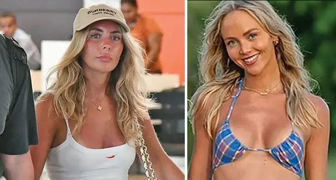 Controversial British adult content creator Tia Billinger aka Bonnie Blue (left), spotted on November 19, 2024, at the Nadi International Airport, leaving Fiji. Photo: Waisea Nasokia/ Left: Annie Knight, an Australian-based adult content creator. Photo: Daily Mail
