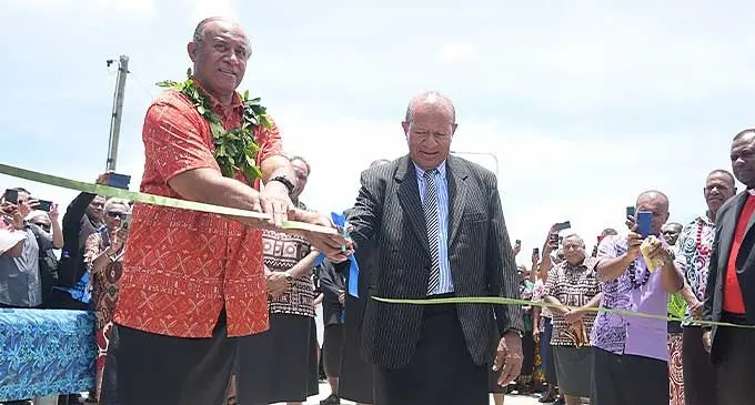 Minister for Public Works and Transport Ro Filipe Tuisawau and Turaga na Qaranivalu Ratu Inoke Takiveikata while opening Toga bridge in Rewa on February 2, 2024. Photo: Ronald Kumar