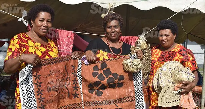 Mereseini Dalituicama, Lusiana Vakaliwa, Luse Naivakadi of Nadogo District showcase their products during the Macuata Women’s Day on September 20,2019. Photo: Laisa Lui.